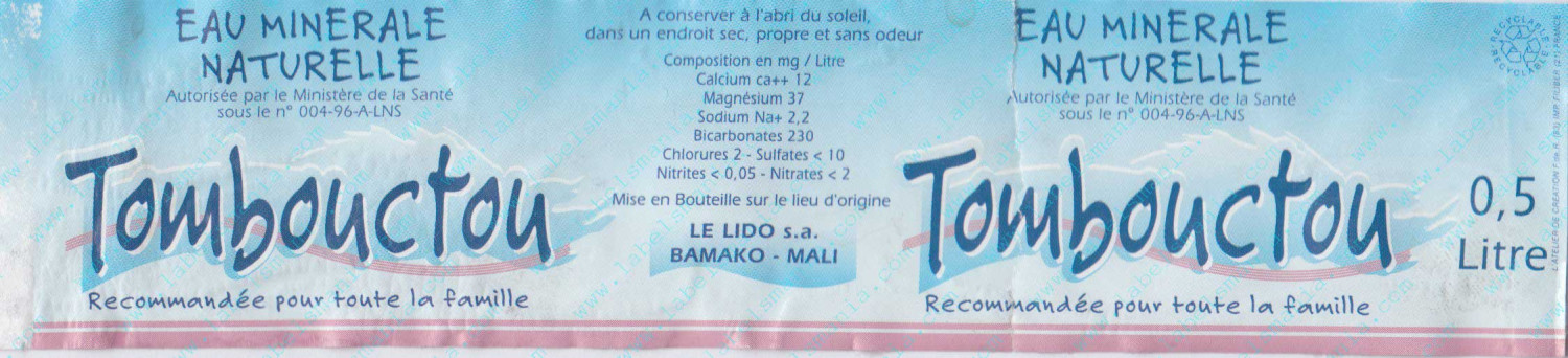 Tombouctou Eau minérale naturel 24 bouteilles de 0,5L